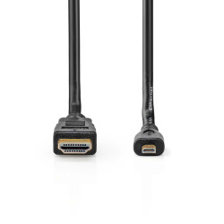 High-Speed HDMI Cable with Ethernet - HDMI to Micro HDMI Connector - 4K at 30Hz, 10.2 Gbps - 2m - Black