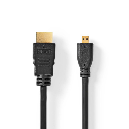 High-Speed HDMI Cable with Ethernet - HDMI to Micro HDMI Connector - 4K at 30Hz, 10.2 Gbps - 2m - Black