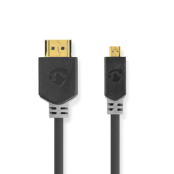 Câble HDMI Haute Vitesse avec ethernet HDMI™ Connecteur HDMI™ Micro Connecteur 4K@30Hz 10.2 Gbps 2.00 m Rond PVC Anthracite
