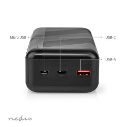 Nedis External Power Bank - 32000 mAh, 2 Outputs USB-C/USB-A, PD 65W