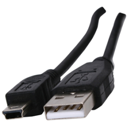 Câble USB 2.0 mâle - mini USB noir 1.80m
