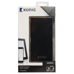 König Batterie de secours pour telephone 20000 mAh USB Noir