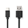 Nedis USB-Kabel USB 2.0 USB-A Male USB-C™ Male 480 Mbps Vernikkeld 2.00 m Rond PVC Zwart
