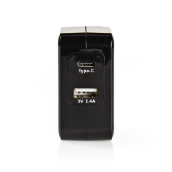 Nedis Lader 4,8 A 2 uitgangen USB-A en USB-C™ Zwart