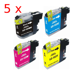 5 Pack 4 cartouches compatible LC-123